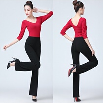 Dance practice clothes womens top skirt short-sleeved practice dance Chinese classical folk dance body dance clothes clothing summer