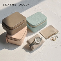 Leatherology leather ring jewelry box Womens custom zipper cosmetic bag Portable hand watch Lipstick storage box