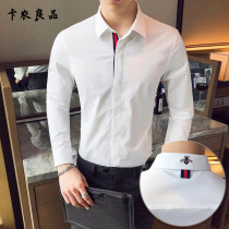 New 2021 autumn breathable fashion embroidery long sleeve shirt male slim youth business short sleeve casual shirt tide