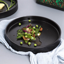 Creative Western-style ceramic pizza disc Household matte black dish plate tray Western-style steak plate soup plate tableware