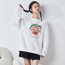 200 yuan 3 pieces] Tang Shi 2021 spring dress new white round neck sweatshirt womens Korean version loose black