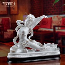 Oriental clay Dehua kiln white porcelain sculpture handicraft Jade Pipa Charm Home living room TV cabinet decoration