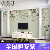 New Chinese classical 3d TV background wall sofa bedroom modern minimalist flowers and birds wallpaper wallpaper mural 5d Wall cloth