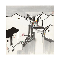 Art Derivatives] Wu Guanzhong < small bridge people > Xuan paper copy of handmade tosheet living-room bedroom hanging painting
