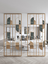 Stainless steel screen light luxury decoration Nordic porch simple modern hollow titanium partition home living room shelter wall