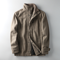 Foreign trade tail single cut mens woolen coat mens long thick export original single mens autumn and winter stand collar coat