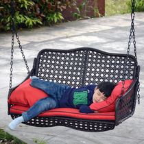 Outdoor swing hanging chair courtyard garden hanging basket wicker chair outdoor adult double hanging rocking chair balcony iron swing