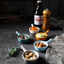 Mini sauces saucer vinegar saucer one-ear seasoning dish matt blue white gray dressing salad dressing ceramic small saucer