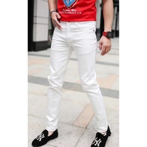 British yellow Bentley new summer thin breathable comfortable white jeans casual slim stretch trousers mens Nai Zhi