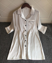 Japanese Shirt Sleeping Dress Lady Spring Summer Long piece of ice silk pajamas with sleeves loose Silk Sexy Ice Silk Home Gress