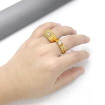 Zhou Dafu Huanmei gold ring never dropped color men and women inlaid diamond gold ring a couple wedding to the ring 18K
