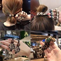 Korean simple head rope BAO WEN pearl-set diamond hair ring tie hair band net red meatball scalp set ADULT headdress