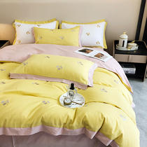 Advanced sense~60 long fluff cotton four - piece high - end cotton all - color embroidery suite four seasons light luxury