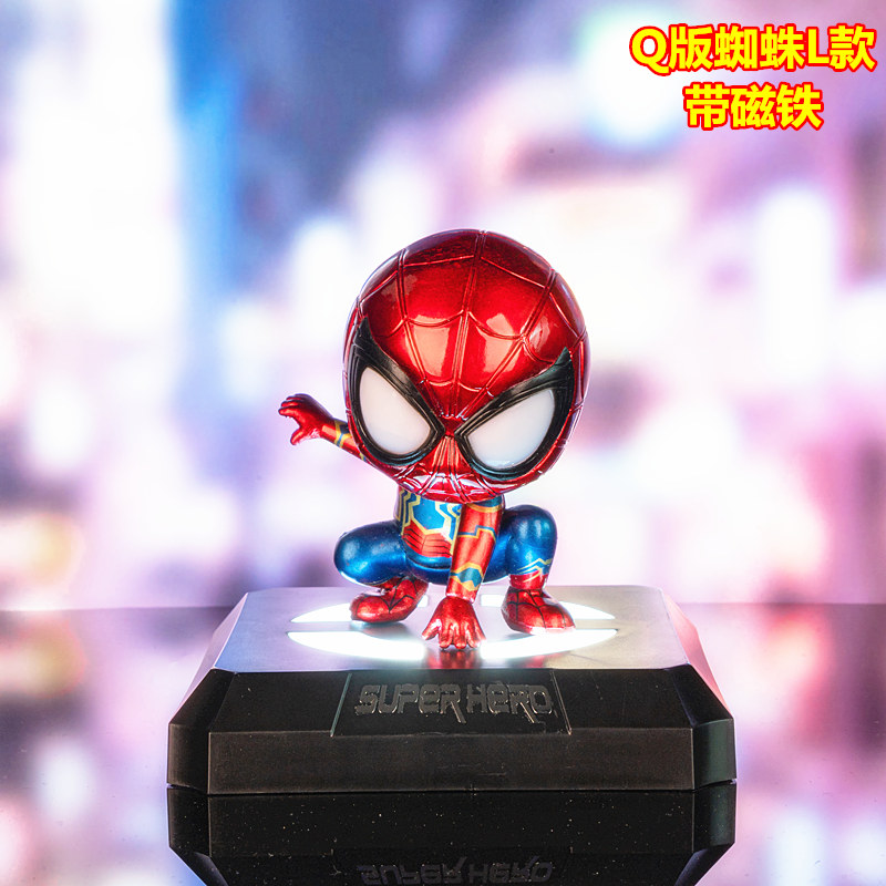 Q version of steel spider toy man hand man magnet suction war clothes movable shaking head doll doll car chassis stickers
