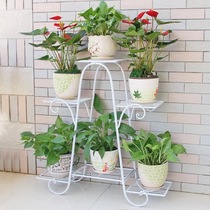 Flower rack shelf Floor-to-ceiling balcony living room green dill flower pot rack Flower rack Indoor multi-layer bracket wrought iron flower rack