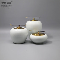 Modern new Chinese soft ceramic jar decoration clubhouse porch decoration model room living room TV Cabinet Accessories