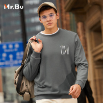 Mr Bu pure cotton long sleeve sweatshirt male autumn winter grey letterhead sweatshirt male autumn clothing KT01281