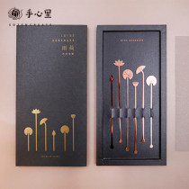 (Hand heart brand) Yuhe bookmark Amber Gold 6 gift box creative metal bookmarks classical Chinese style ancient style personality Zen style gifts birthday gifts girls literary aesthetics souvenirs Ai Lian said