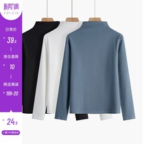 Spot-style half-height collar bottom-shirt woman tight fit for spring and autumn new small sub high waist and upper collar blouse