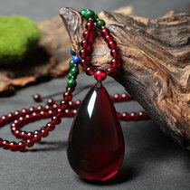 Baltic natural blood pool amber beeswax with the shape of nothing brand blood drops pendant mens sweater necklace