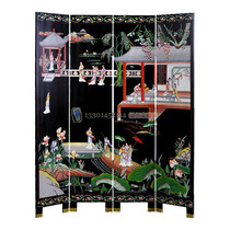  Yangzhou lacquerware neoclassical lacquer art home decoration carved black four-fold screen partition a variety of character figure customization
