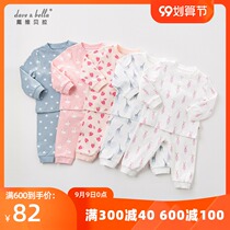 davebella David Bella Men and women Baby Cotton cartoon print home underwear two-piece set