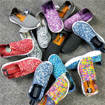 Foreign Trade Shoes Summer New Womens Shoes Comfort Elastic Weave A Foot Pedal Sloth Shoes Light Memories Insole Casual Shoes