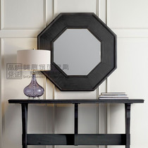 Minimalist modern octagonal decorative mirror black bathroom mirror bedroom Dressing Mirror Genguan Fireplace Wall-mounted Mirror Customize
