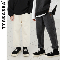 (Black and White Bear Series) TYAKASHAKIDS Takasha kids pants kids autumn casual jeans