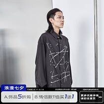 PCLP(PERCLIPS) splashing ink shirt trend Japanese national trend brand mens and womens long-sleeved jacket shirt