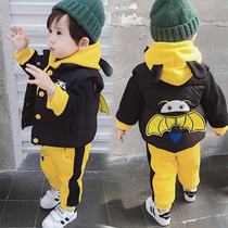 Balabala boys autumn and winter boys set one year old 4 children three sets 3 thick handsome down cotton suit
