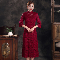 High-end happy mother-in-law cheongsam 2021 improved Chinese young mother dress wedding dress wedding dress