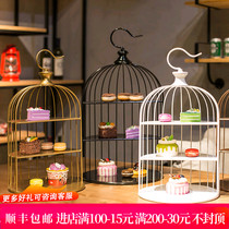 European-style afternoon tea heart rack Wrought iron wedding dessert table bird cage decoration cup cake rack Multi-layer West point