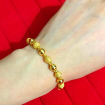 Zhou Dafu Huanmei 24k18K gold frosted round pearl bracelet women never fall in color 16K gold ornaments send gifts
