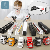 Alloy return container double deck transporter tractor big truck sedan tanker model boy toy