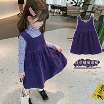 Childrens clothing 2020 new girls autumn corduroy dress children Spring and Autumn foreign skirt female baby vest skirt
