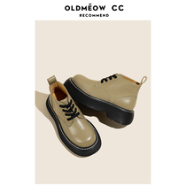 The old meows shop genuine leather thick bottom Martin boots womens wave 2022 new early spring Inn wind heightening plus suede short boots