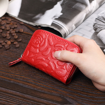 New leather zipper organ card bag womens multi card position womens card bag small ultra-thin large capacity card pocket clip