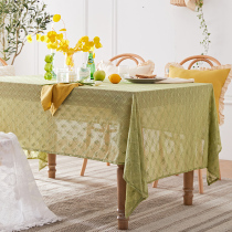 European high-grade high-grade table cloth green lace hollow rectangular table fabric French solid color coffee table tablecloth