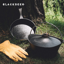 BLACKDEER black deer wo cast iron flat frying pan outdoor pot non-stick non-stick pan hanging pot household soup pot