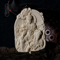 Mammoth Ivory (Bodhisattva) Tooth carved full of ice Zodiac patron Saint pendant listed
