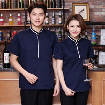 Hotel overalls Summer clothing mens and womens restaurants fast food hot pot restaurant waiter short-sleeved Teahouse farmhouse clothing