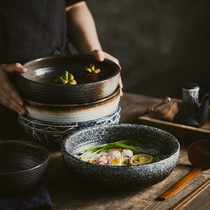Japanese big soup basin vegetable dish sauerie fish bowl large retro shallow mouth fragrant pot bowl noodle bowl soup bowl home spicy hot Bowl