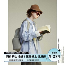  UNVESNO Li Hezhai The same retro blue and white stripes spring and autumn lovers loose long-sleeved mens cotton shirt