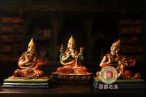 Sakyas Light-making Pastel Zongkhabas three Father and Son Buddha Statues are perpetually passed down in color