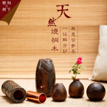 Wooden vase ornaments Wooden flower crafts vase flower arrangement Living room desktop small vase Water drop gourd