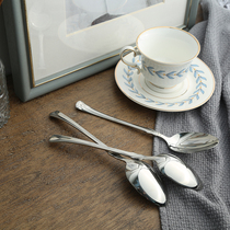 Simple European and American style household stainless steel oval tablespoon children students long handle eating spoon Big Spoon