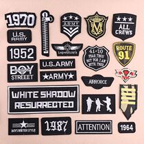 Patch stickers Fashion cloth stickers Black badge embroidery tide brand clothes jeans decorative figure knee hole patch stickers