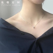 Sterling silver necklace for women Simple geometric flash diamond high-end temperament clavicle chain Light luxury niche design student gift