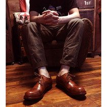Round head leather British style retro Brock carving handmade Martin casual Oxford leather shoes for men and women Korean version of the tide